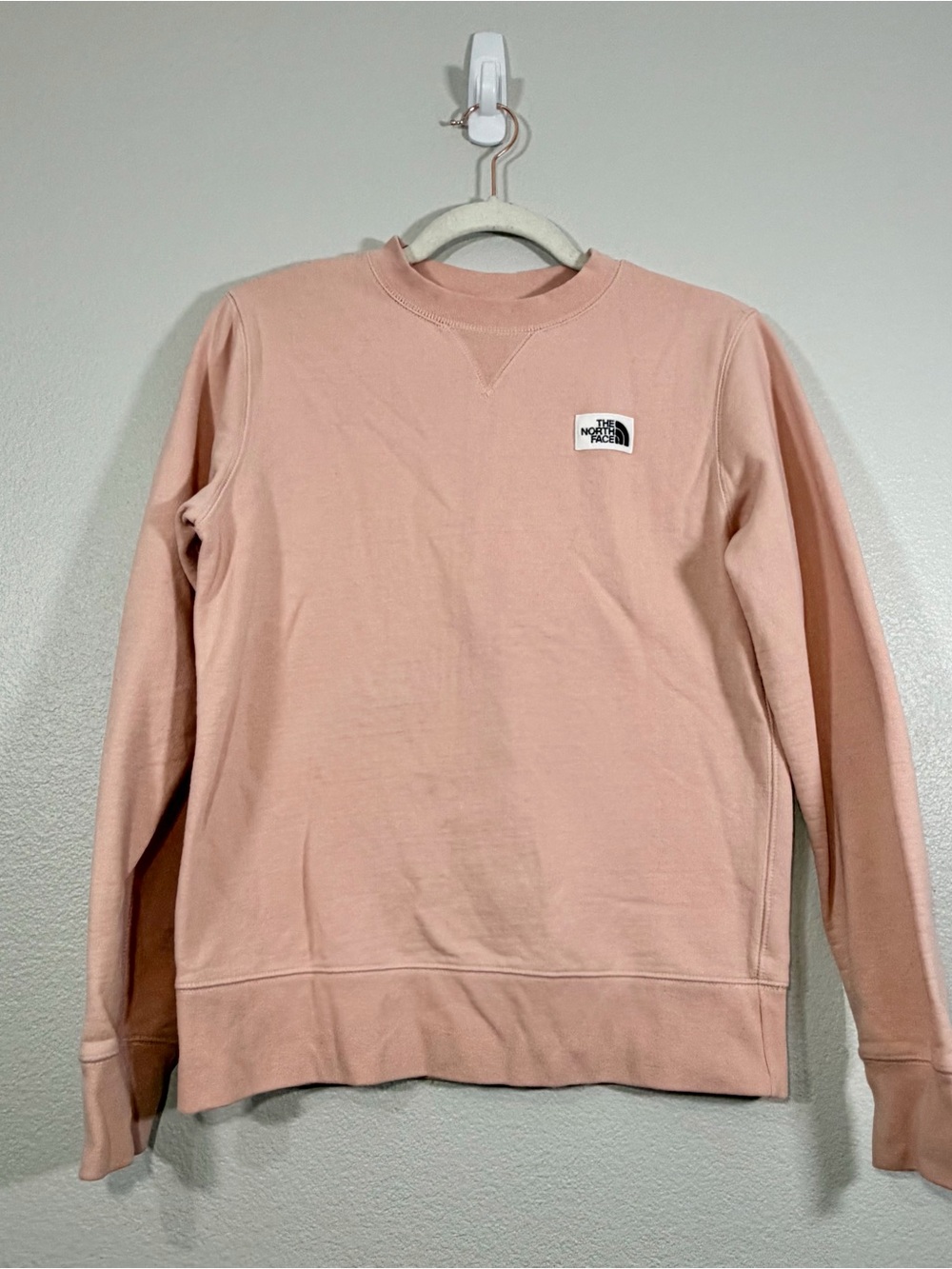 The North Face Heritage Patch Crew Sweatshirt Dusty Pink Pullover Warm Women S